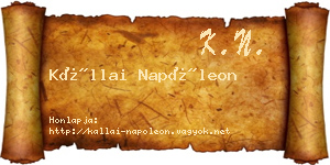 Kállai Napóleon névjegykártya